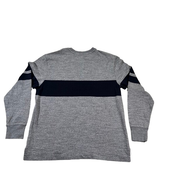 J Crew Always Sweater Women's  Size Medium Gray & Dark Blue Stripe  100% Cotton - Picture 2 of 9